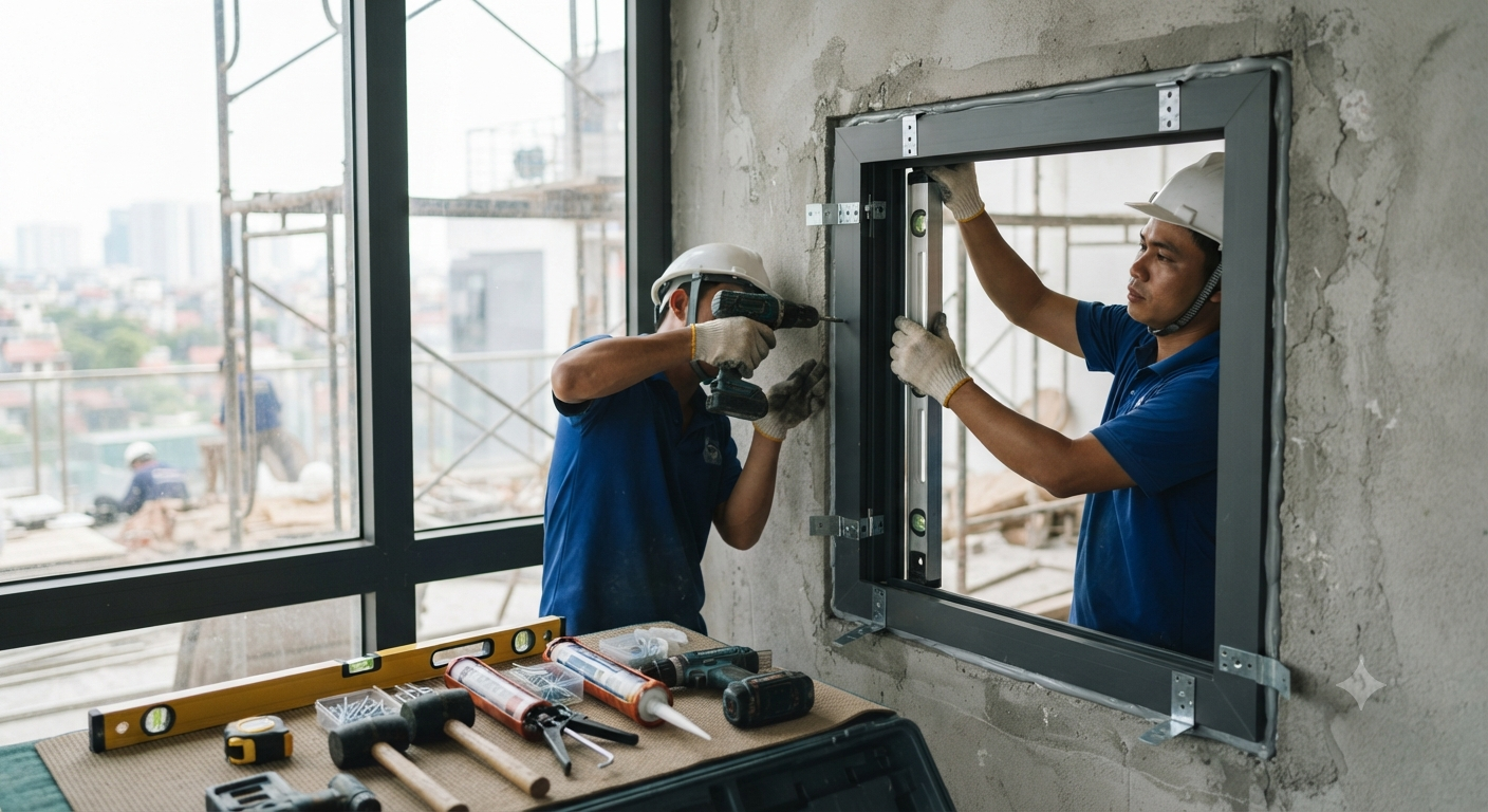 Những lưu ý quan trọng khi tiến hành lắp đặt cửa nhôm